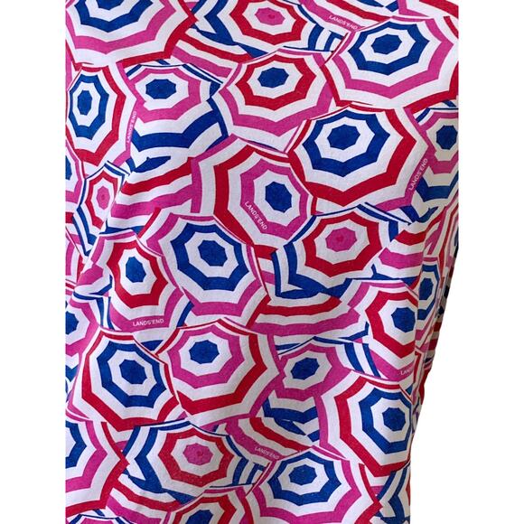 LANDS END Womens Size Small (6-8) Short Sleeve Retro Print Tee T Shirt Top - Picture 6 of 9